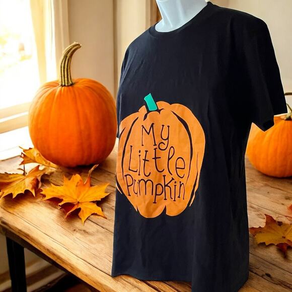 My Little Pumpkin Black and Orange Maternity T-shirt Halloween Mom Fall Mommy 2B - Picture 5 of 9